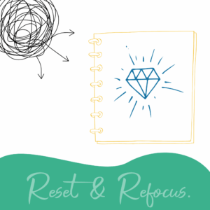 Reset-Refocus. Vom Gedanken-Chaos zur Klarheit. Notizbuch mit Diamant.