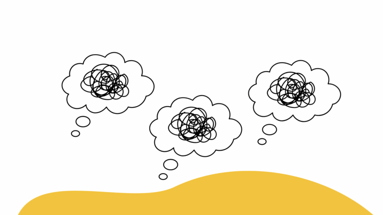 Gedankenblasen mit Gedankenchaos und Gedankenschleifen